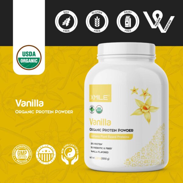 Organic Plant Based Protein Powder - Vanilla - Canister - Image 4